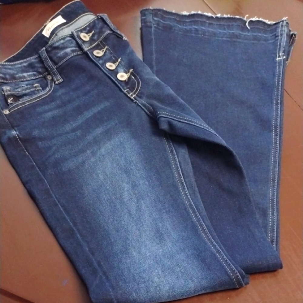 KanCan Blue Flare Wide Leg Jeans Size 5 Y2K